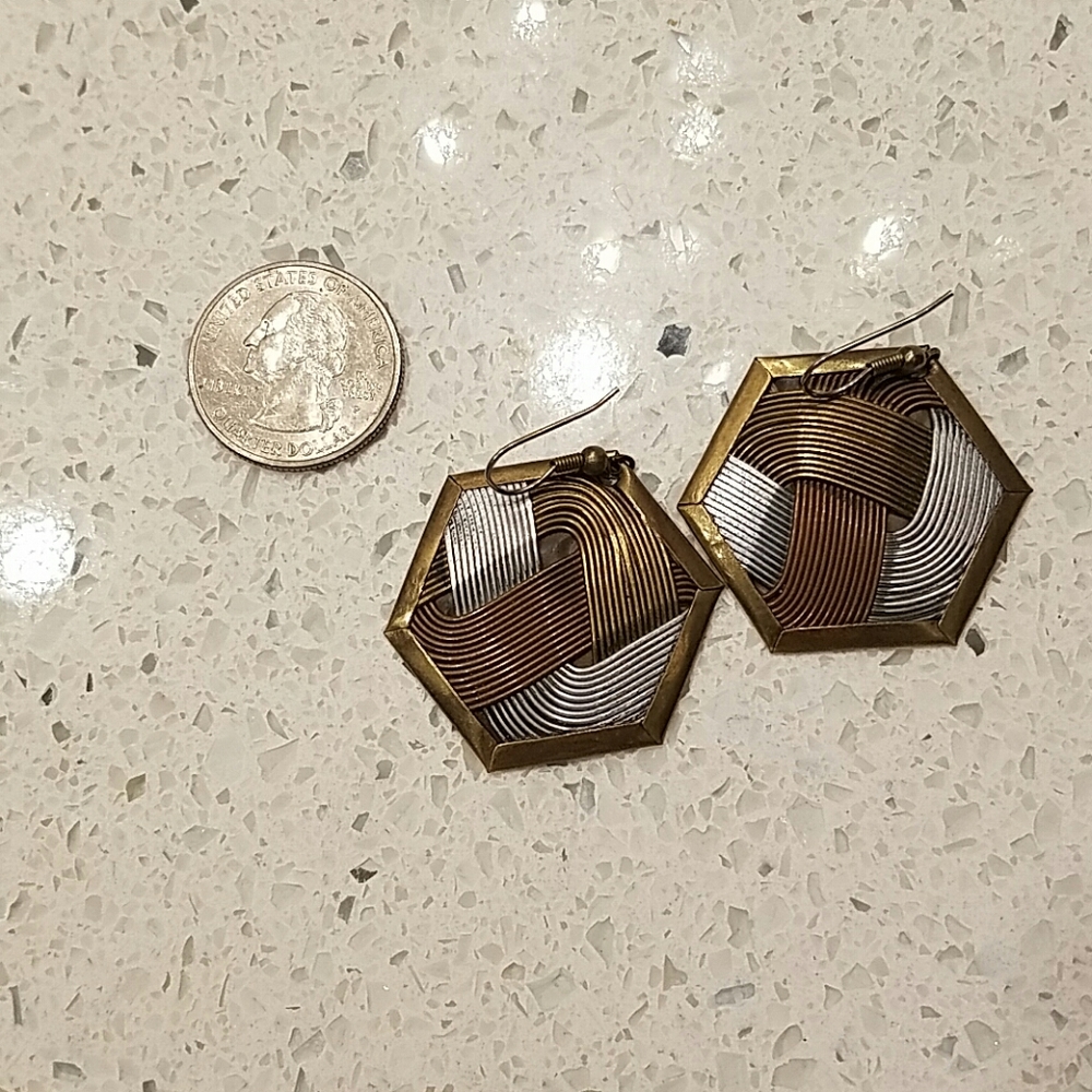 brass, copper and silver wire earrings
